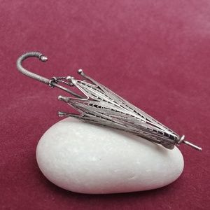 Vintage Silver Filigree Umbrella Pin